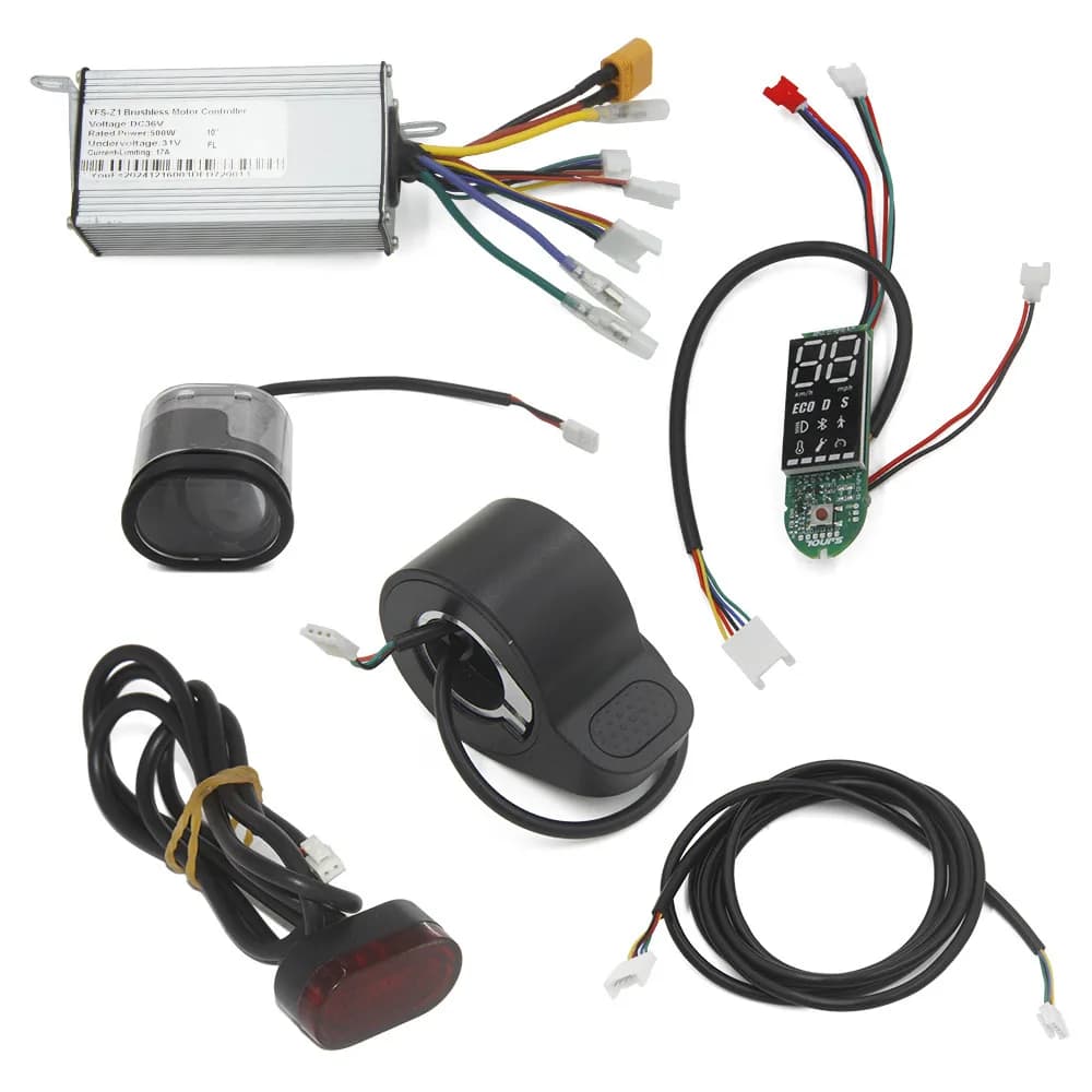 Electric Scooter Spare Part Kit 36V 500W Controller Box Panel Throttle Connection Cable LED Light For 10 Inch Wheel Device