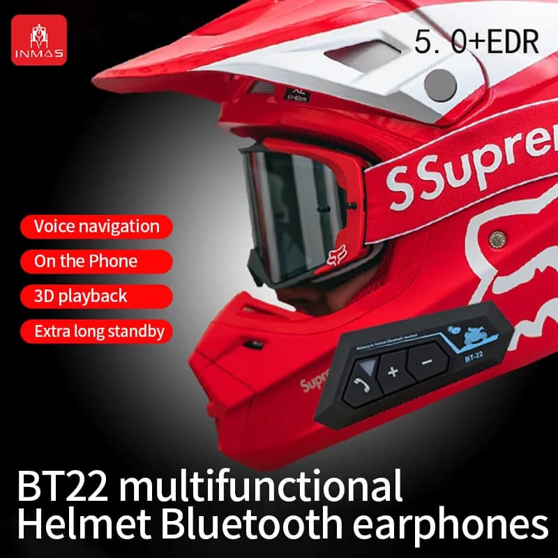 INMAS BT22 wireless motorcycle helmet headphones waterproof antijamming sports game headphones with noise cancellation with built-in microphone