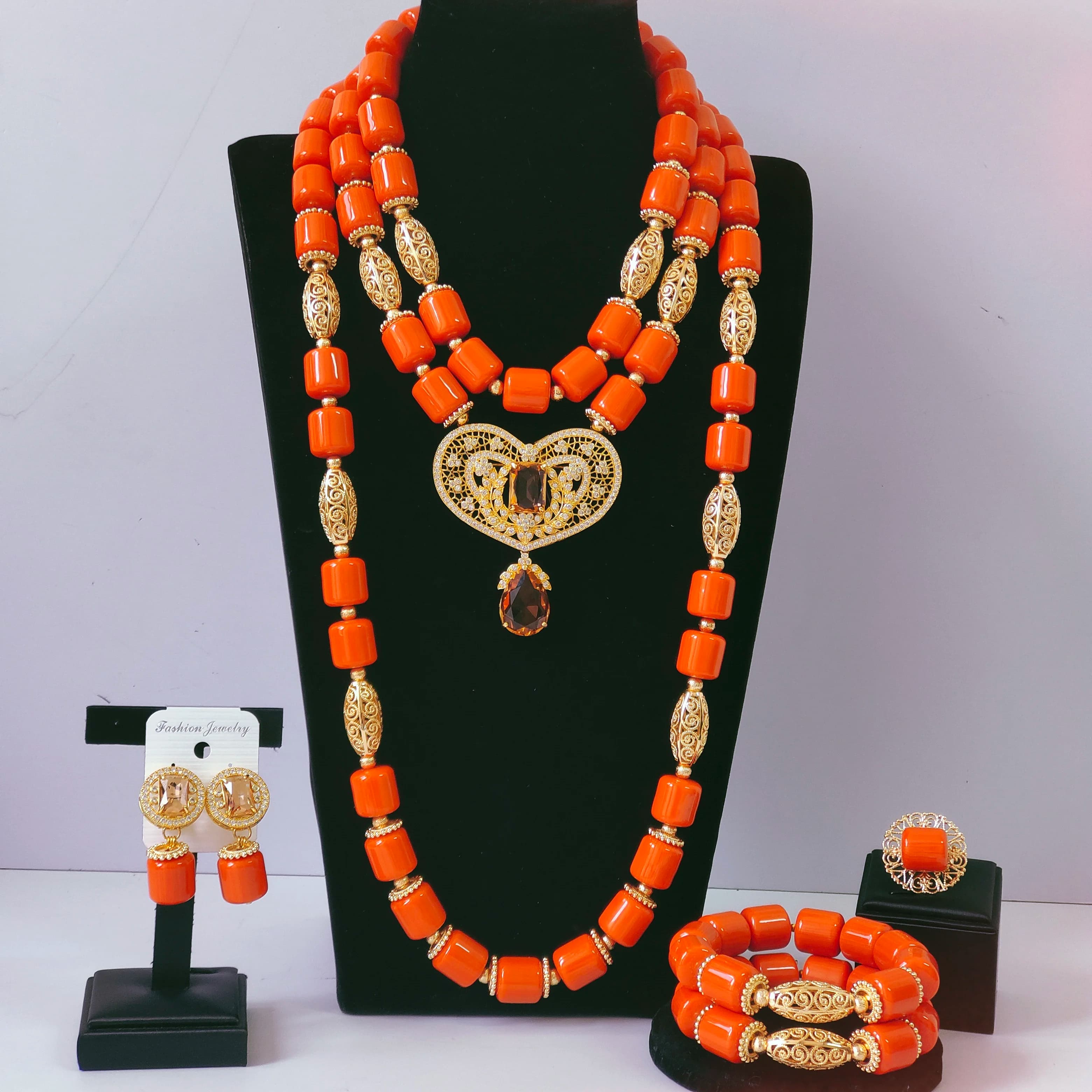 2026 New Artificial Coral Jewelry Set for Woman Nigerian Wedding African Beads