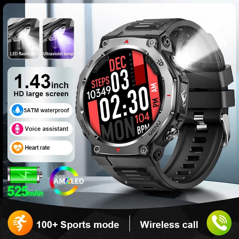 New Open Air Sports Smart Watch for LIGE ATM GPS Waterproof Motion Track Bluetooth SmartWatch with UV Light
