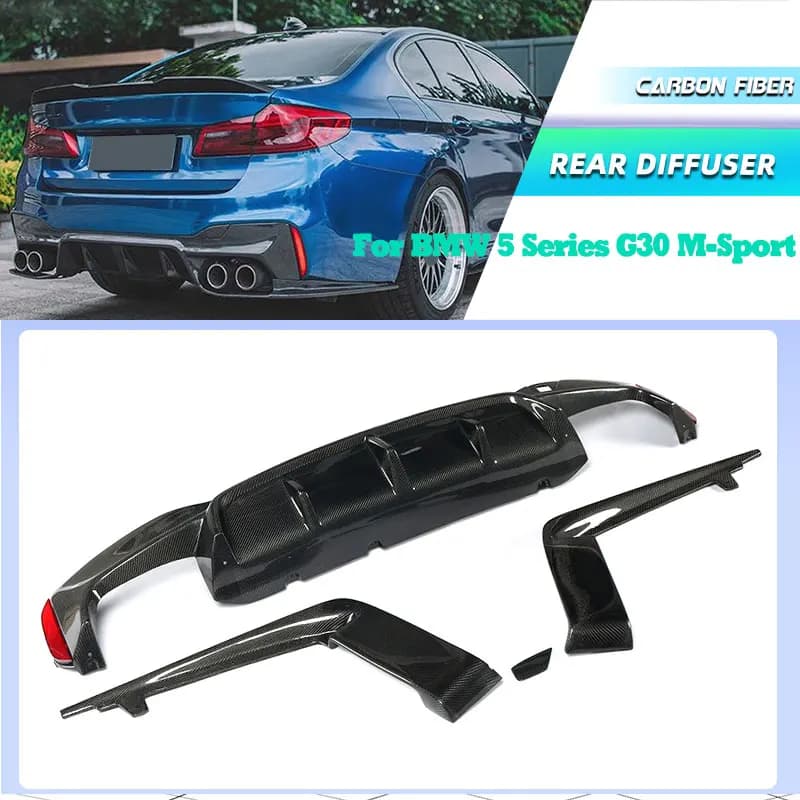 Auto Rear bumper Diffuser Lip for BMW Series 5 G30 M-Sport 2018-2022 In Racing Carbon Fiber Apron Rear Lip With Splitter Body Kits