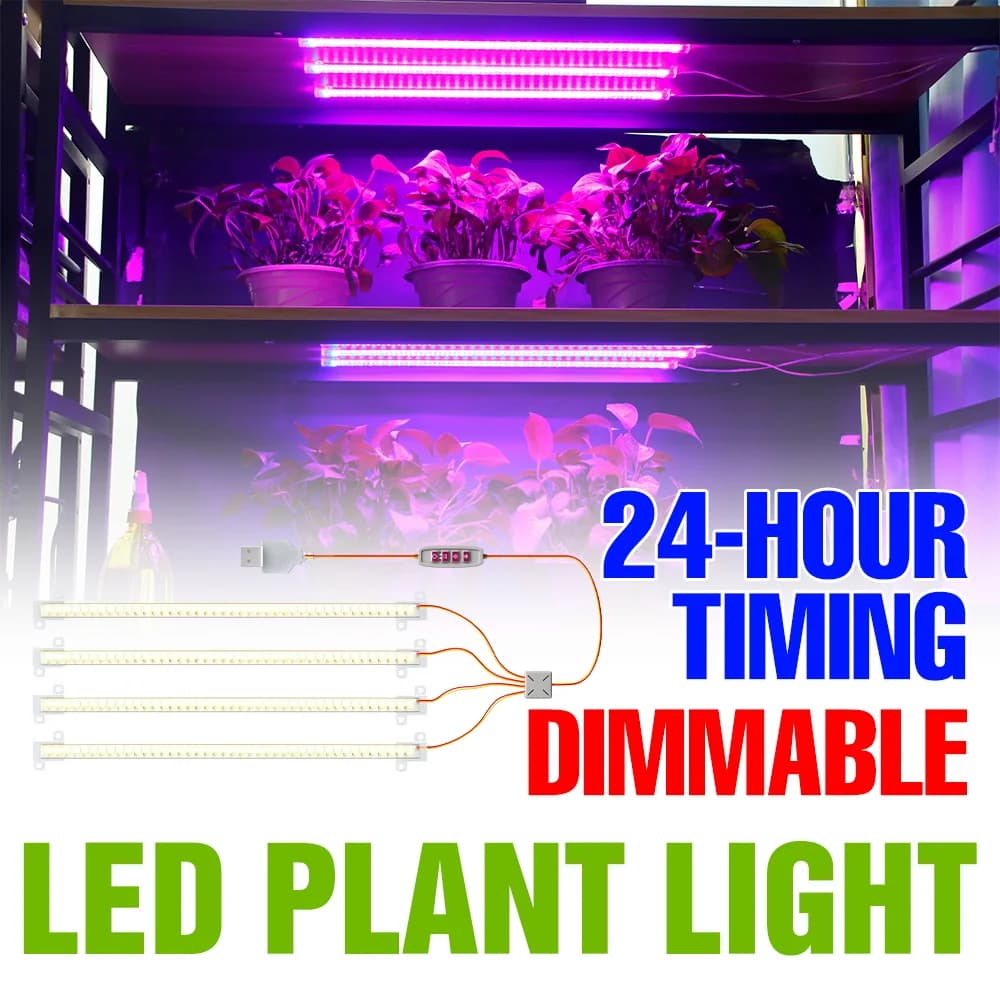USB Indoor Plant LED Bar, Complete Spectral Coltivation Lights, Dimmable, for Serra, Hydroponic, Flowers, Plants in Vase, Succulent, Grow Box