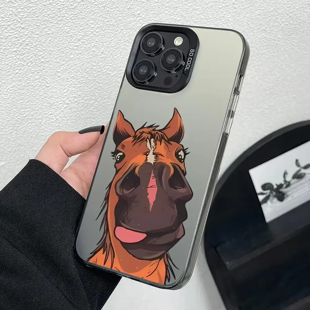Cover per telefono con design Cavallo Cartoon, anti-caduta e anti-urto, compatibile con iPhone 17 16 15 14 13 12 11 Pro/Max/Plus