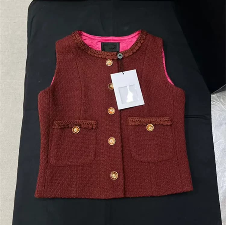 Customization European women's clothing new summer styles for 2026 Sleeveless single-button tweed waistcoat jacket and skirt set
