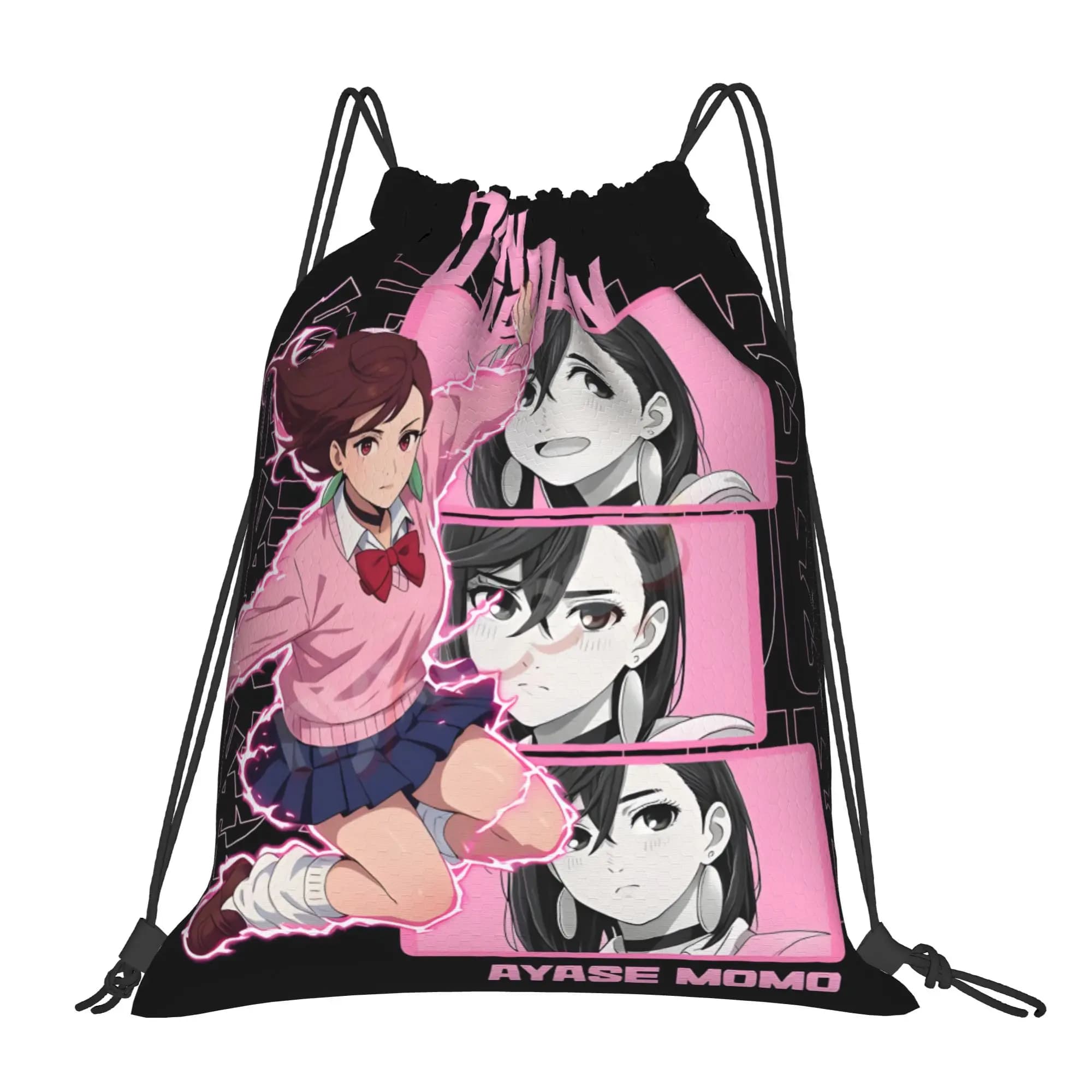 1 pezzo Ayase Momo Dandadan Kawaii Borse con coulisse per scarpe da trekking, portaoggetti multifunzione per adolescenti, portatile
