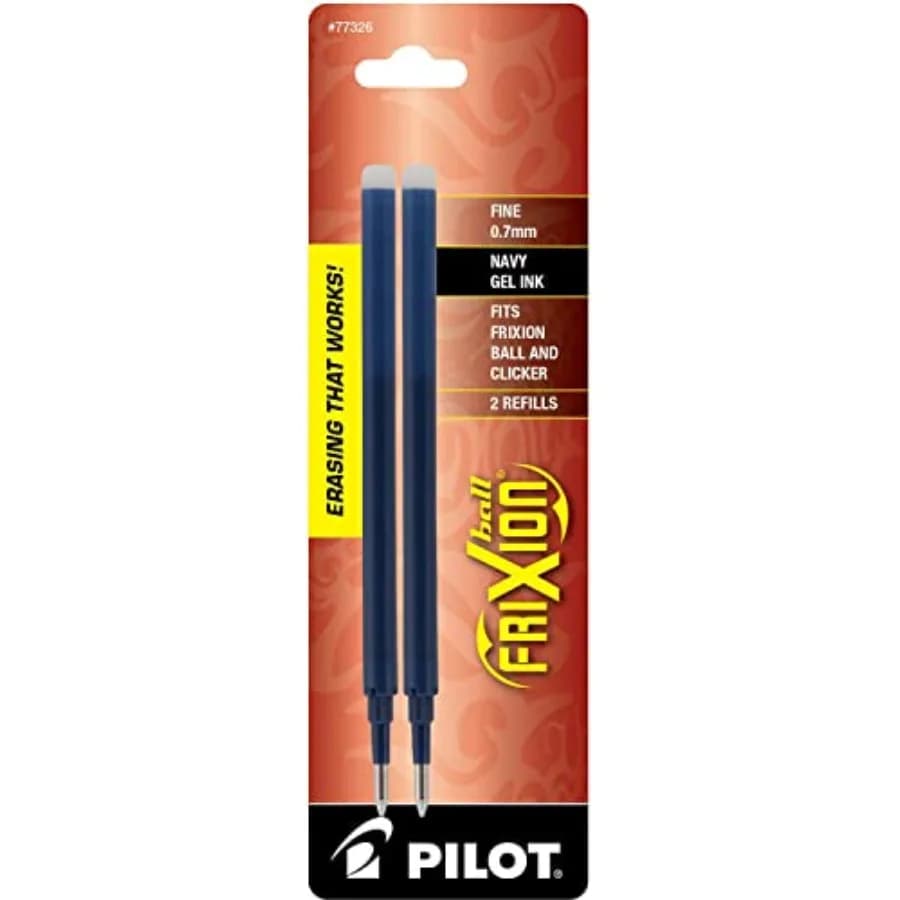 , FriXion Ball Gel Ink Refills for Erasable Pens, Fine Point 0.7 mm, Pack of 2, Navy