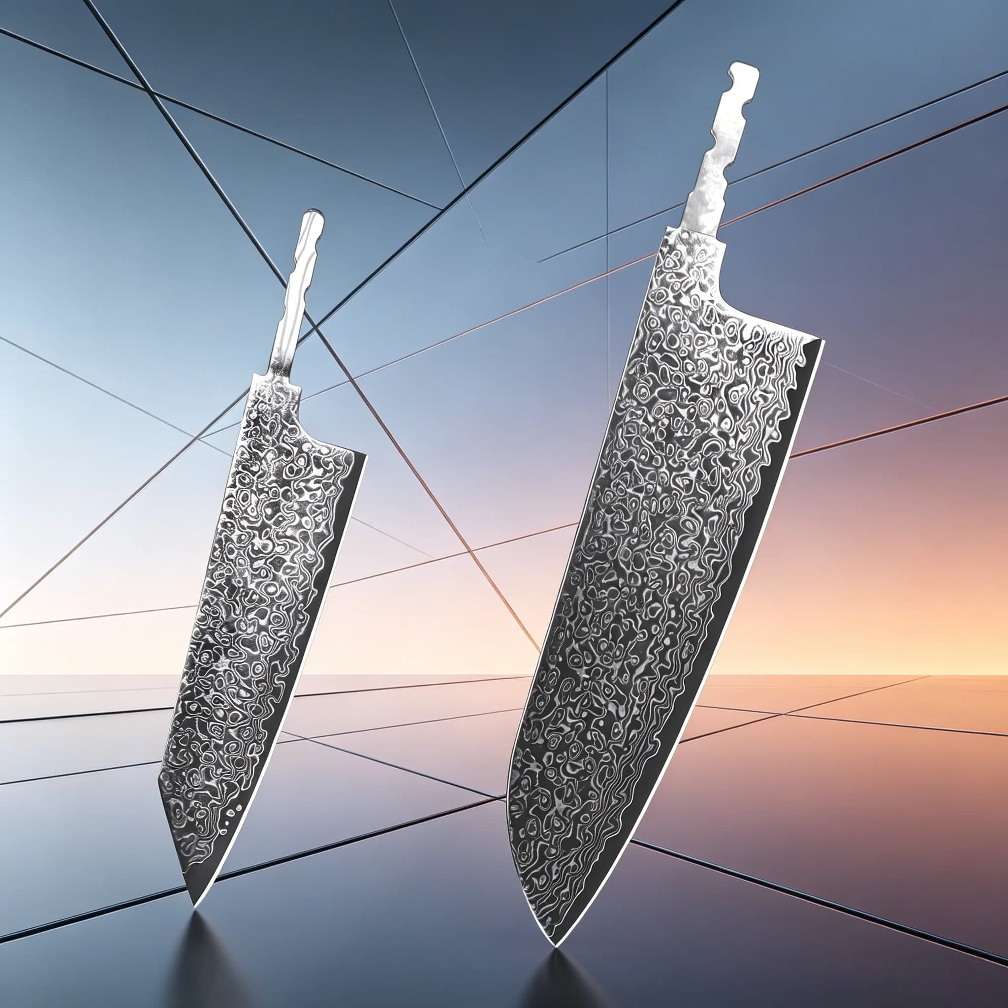1/2PCS DIY Hand Forged Santoku Knife Blades Titanium Damascus Steel Blank Blades No Handle Knife Blanks Kitchen Stuff Accessory