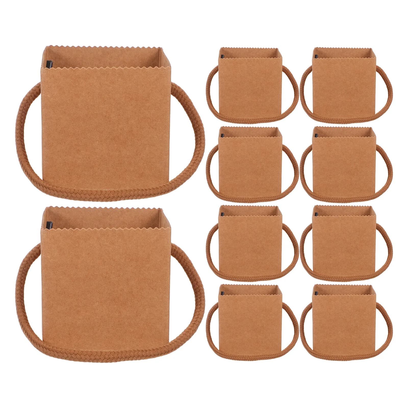 50Pcs Green Plant Paper Bag Kraft Floral Gift Bags Waterproof Kraft Paper Flower Bouquet Bags Handle Succulent Pot Wraps