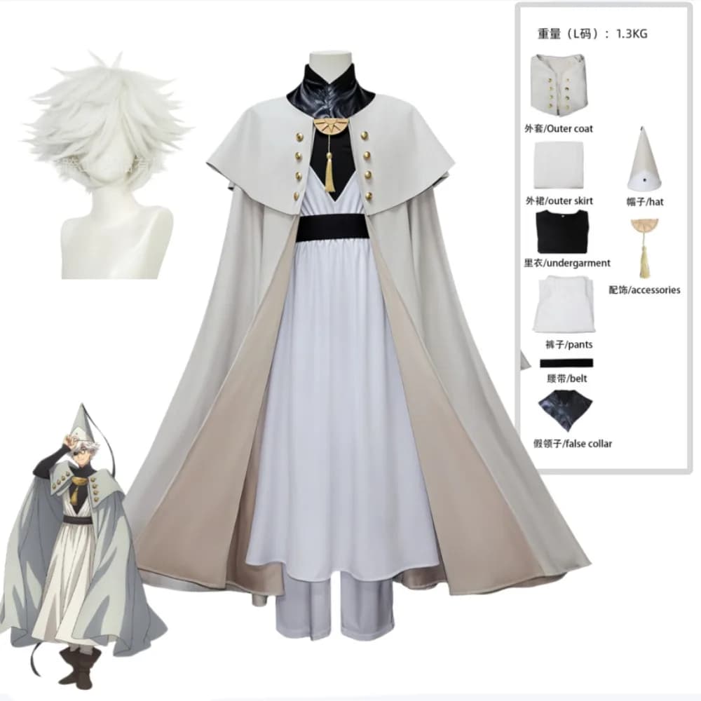 Costume da Strega Atelier Qifrey con Mantello Bianco, Set Completo Unisex per Adulti, Outfit per Anime, Halloween e Comic Con