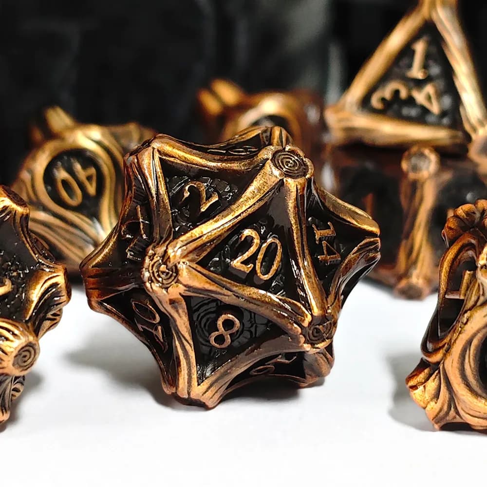 Set di 7 Dadi in Metallo a Forma di Radice d'Albero per Giochi di Ruolo come Dungeons & Dragons, Dadi per Giochi da Tavolo, Dadi Digitali, Giocattoli e Dadi per Intrattenimento