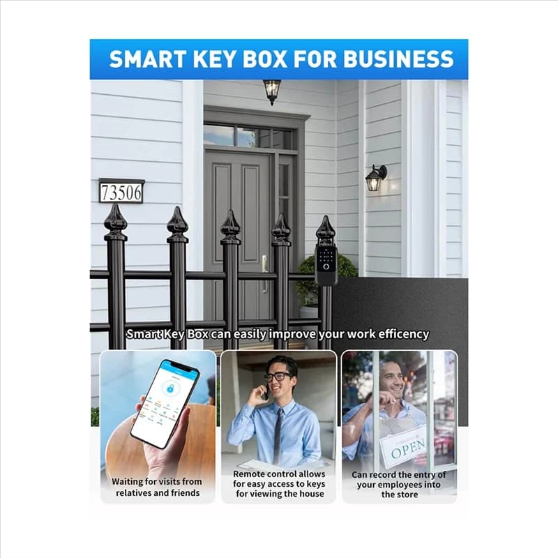 B50B-Coperchio impermeabile Sicuro Codice Tuya Impronte digitali Bluetooth Wifi Smart Key Box App Scatola di sicurezza per porta combinata per montaggio a parete remota