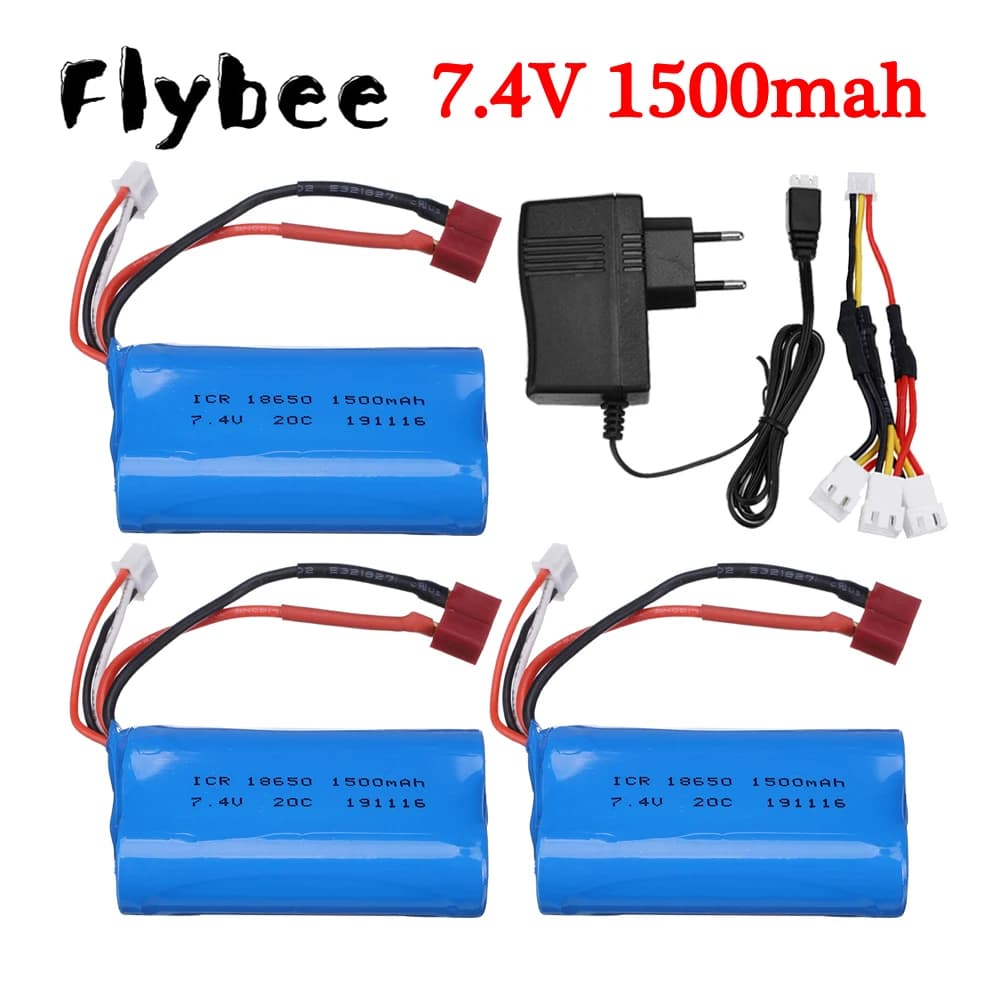 Batteria agli ioni di litio da 7,4 V 1500 mAh 18650 2S per Wltoys 12427 12428 12423 12401 12402A 12403 12404 FY-03 FY01 FY02 Pezzi di ricambio per auto RC