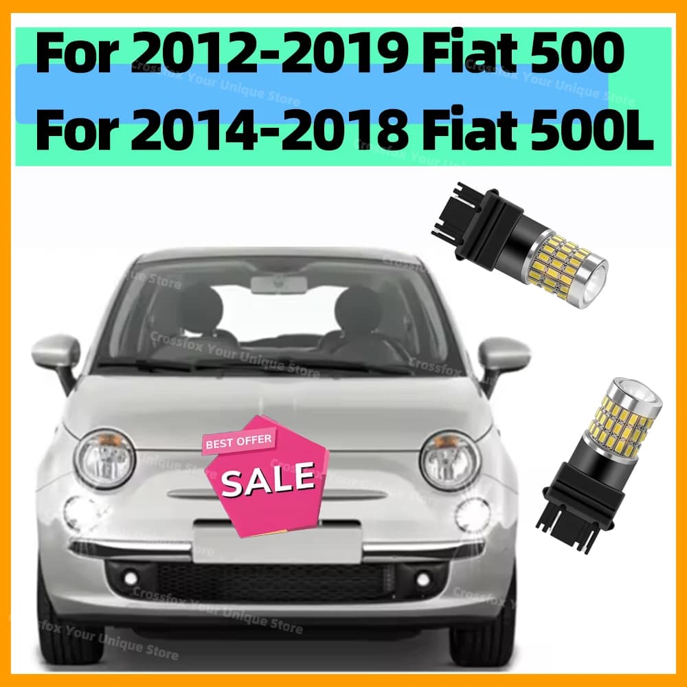 2x Lampadine LED DRL per auto per Fiat 500 2012-2019 2014-2016 2017 2018 500L anteriori T20 7443 W21/5W Luci diurne 6000K