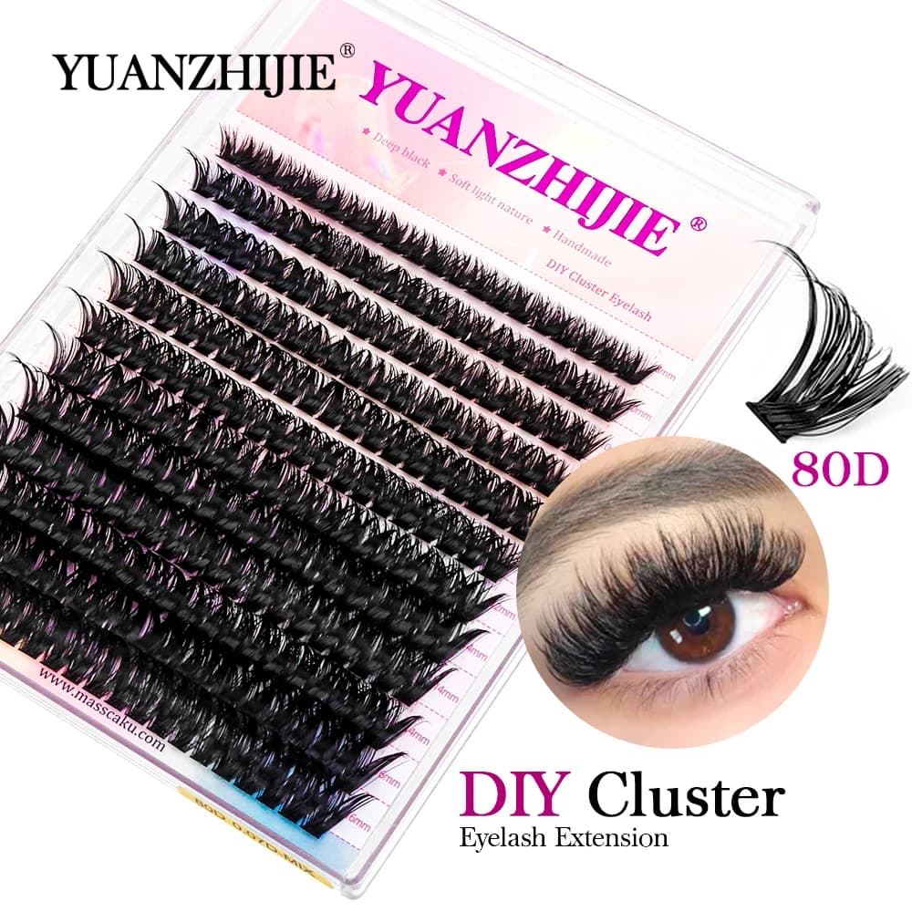YUANZHIJIE Estensione Ciglia FAI DA TE 144 PZ Ciglia Individuali Cluster C/D Curl 8-16mm e Mix Volume Strumenti di Trucco Ciglia Finte