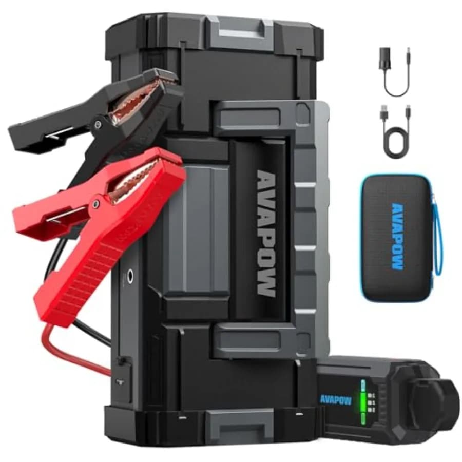 Avviatore di Emergenza per Auto 6000A per Tutti i Motori a Benzina o Diesel fino a 12L, Potente Avviatore con Doppia Porta USB per Ricarica Rapida e Uscita DC