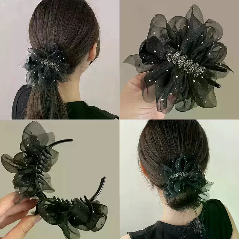 1Pc Elegant Wheat Spike Butterfly Knot Hair Clip For Women Back Of Head Chignon Tail Clip Versatile Shark Clamp