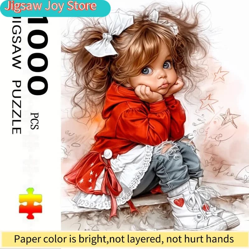 Puzzle per adulti da 1000 pezzi, dimensioni grandi 27,56x19,69 pollici, puzzle con ragazza carina, perfetto per divertimento creativo fai-da-te con famiglia e amici. I