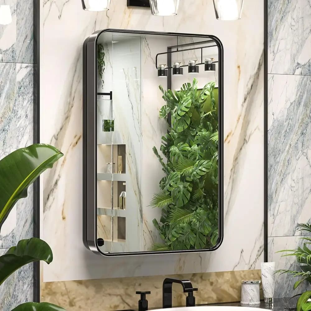 Armadietto Portamedicinali in Acciaio Inox 16x24 Pollici con Specchio, Ripiani Regolabili, da Incasso o a Parete per Bagno