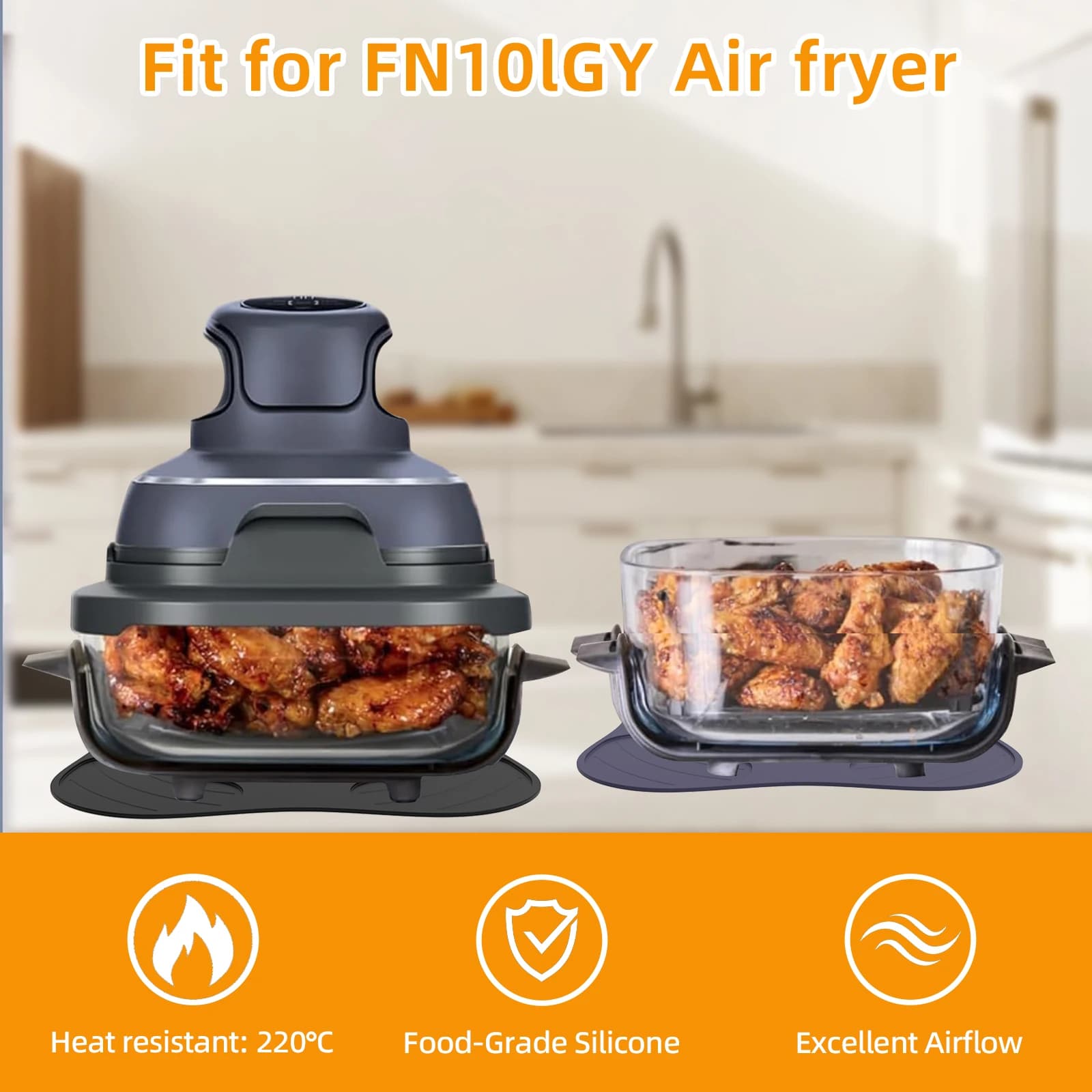 Silicone Cover Pad Air Fryer For Ninja FN101G Y Heat-Resistant Cover Plate Non-Stick Material Reusable Kitchen Accessories