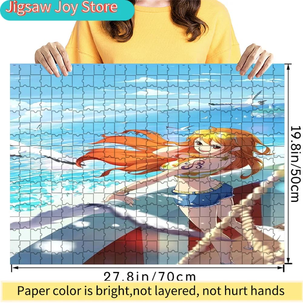 Puzzle di Carta Premium One Piece Nami Thousand Sunny Deck Ocean Breeze Scene Anime Art, Puzzle in Cartone di Alta Qualità per Fan