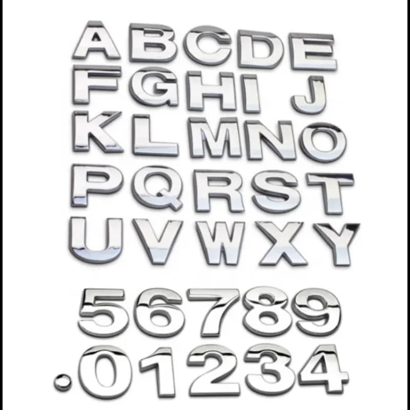 1 pz 3d 45mm adesivo argento adesivi per auto e decalcomanie metallo fai da te lettera numero corpo esterno alfabeto accessori