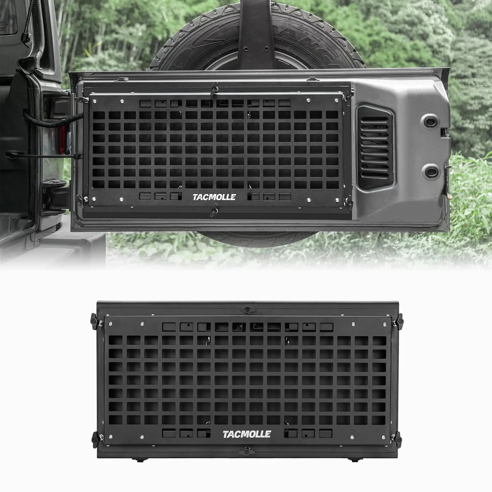 TACMOLLE Tronco Portellone Tavolo Scatola di Immagazzinaggio di Carico con Scrivania Nascosta Pannello MOLLE Per Jeep Wrangler JK JKU / JL JLU 2007-2025
