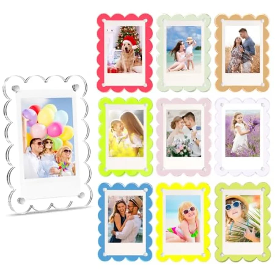 Acrylic Fridge Magnetic Frame for Polaroid, 2.36x3.54 In Mini Picture Frames for Fujifilm Instax Mini, 2 Sided Photo Refrigerat