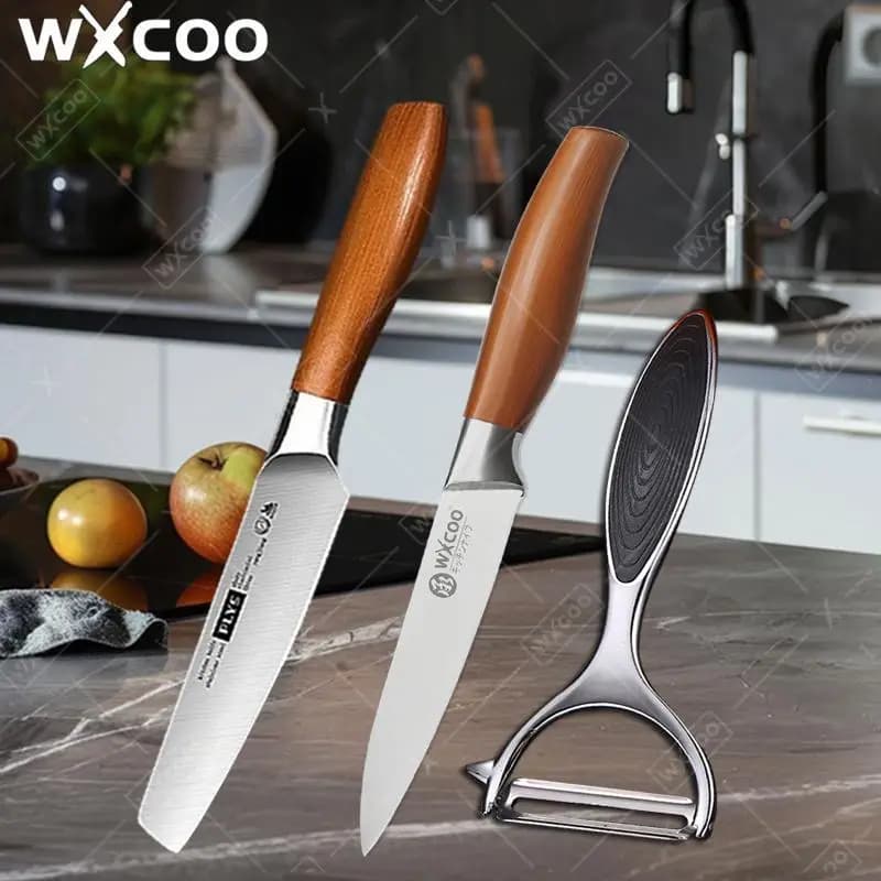 WXCOO Coltelli da Cucina Giapponesi, Coltello per Frutta e Verdura, Lame Durevoli per Uso Domestico, Coltello Multiuso in Acciaio Inossidabile