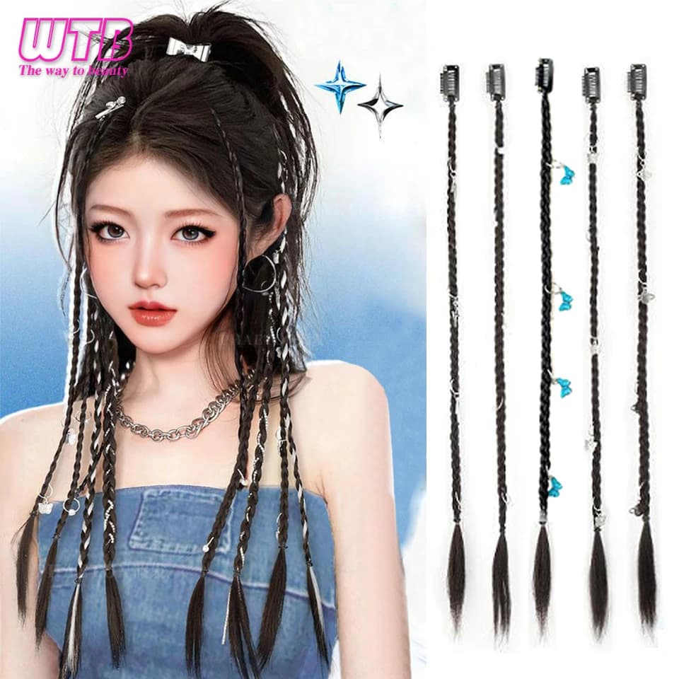 50cm Synthetic Boxing Braid Wig With Strong Clip BB Light Horsetail Hair for Women