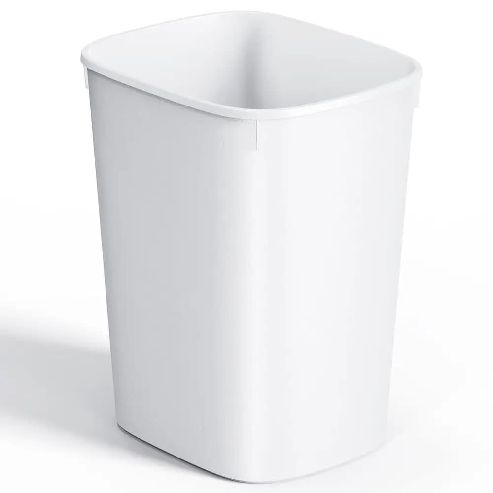 Slim 2.6 Gallon Plastic Waste Basket for Small Spaces - Ideal for Dorm, Bedroom, Office, and Bathroom (White)