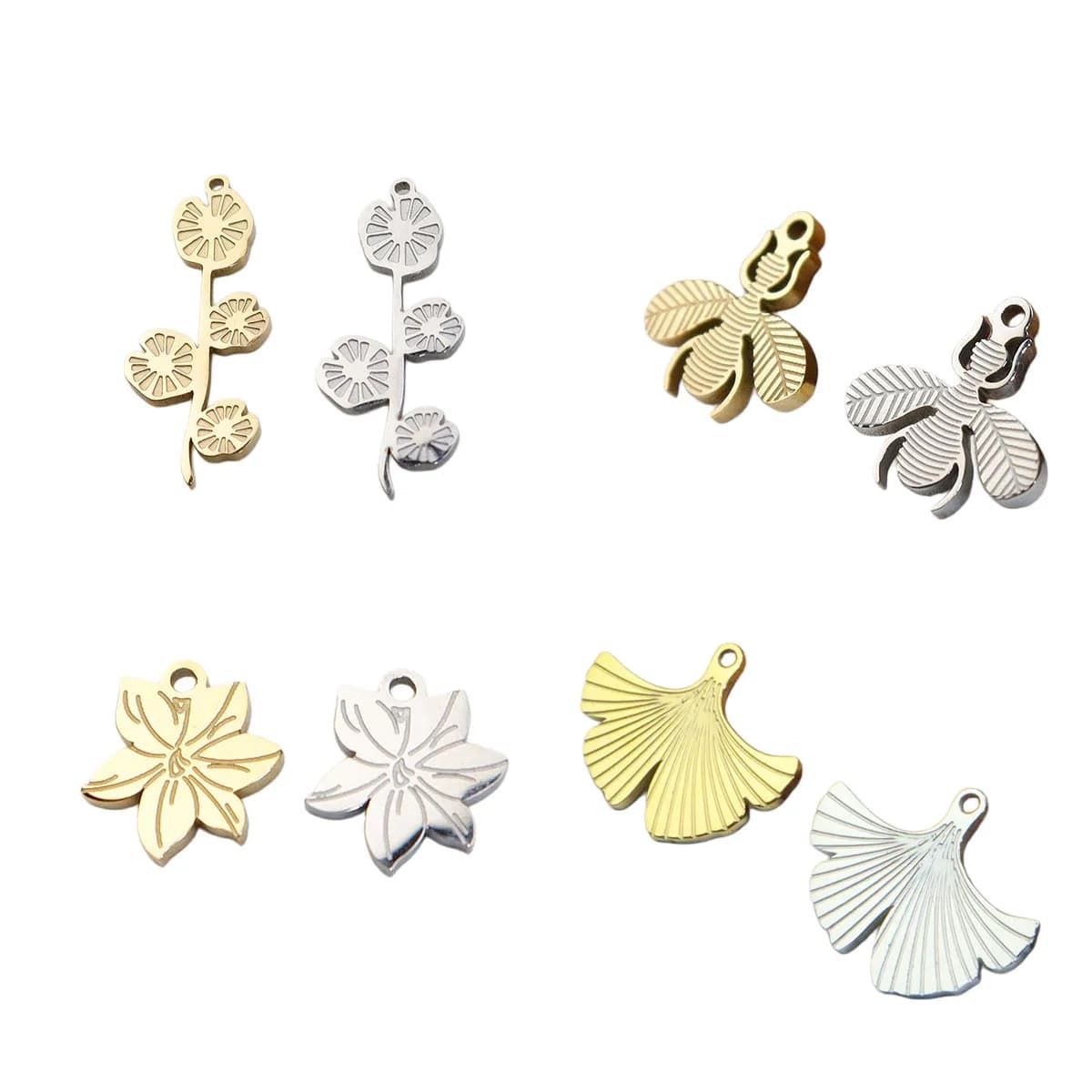 5 Pezzi Ciondoli a Forma di Pesce in Acciaio Inossidabile con Strass, Accessori per Gioielli Fai da Te, Collane, Orecchini, Bracciali, Placcatura PVD Sottovuoto