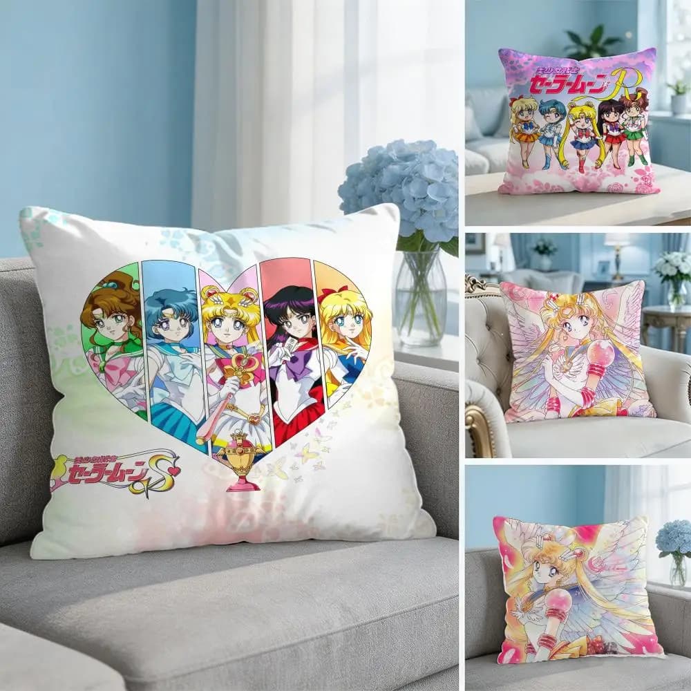 S-SAILOR Anime M-MOON Cushion Cover Square Pillow Bedroom Sofa Leisure Comfort Living Room Home Decoration 40X40