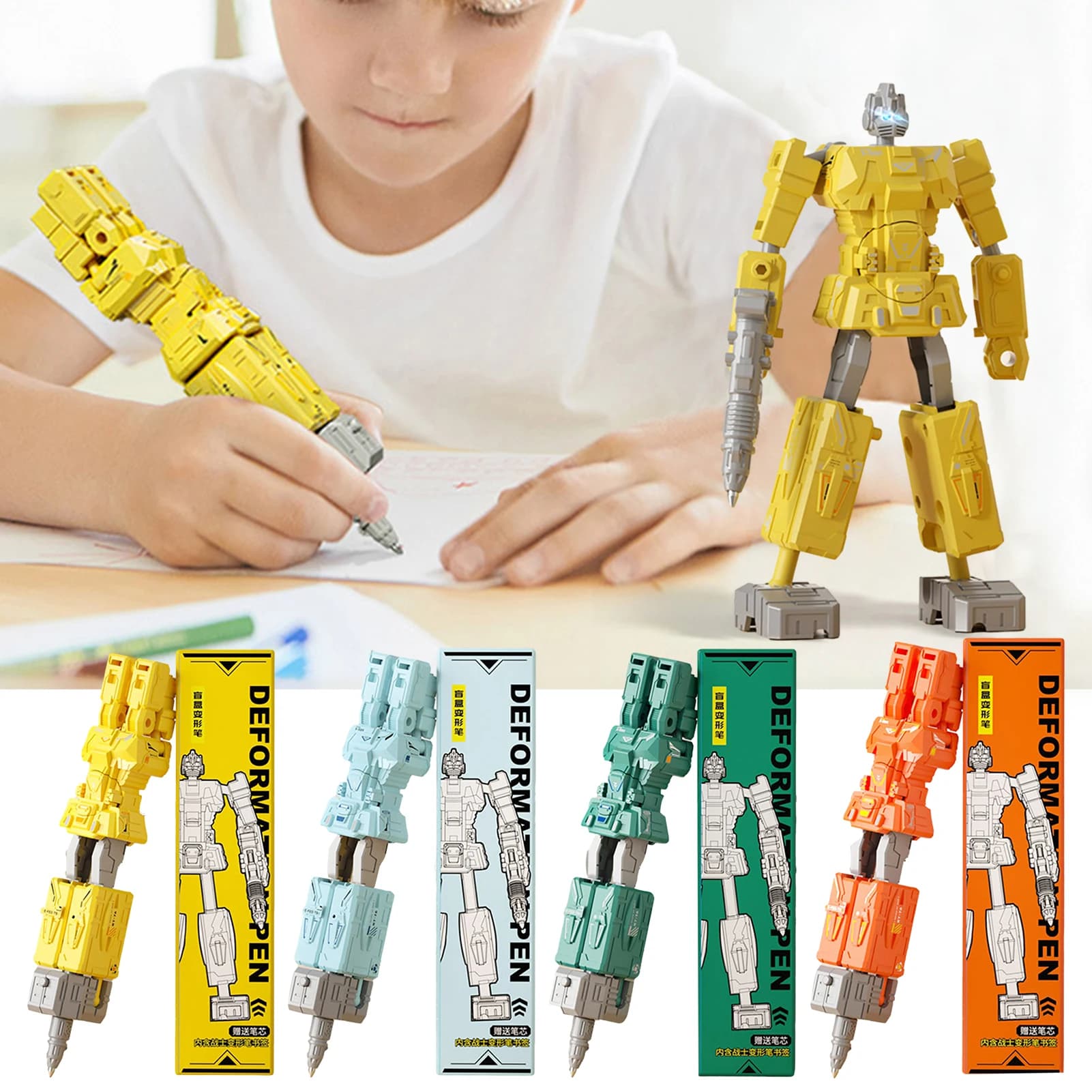 2 in 1 trasformazione robot giocattolo penna deformabile robot deformazione action figure modello giocattoli per bambini regali di compleanno per bambini