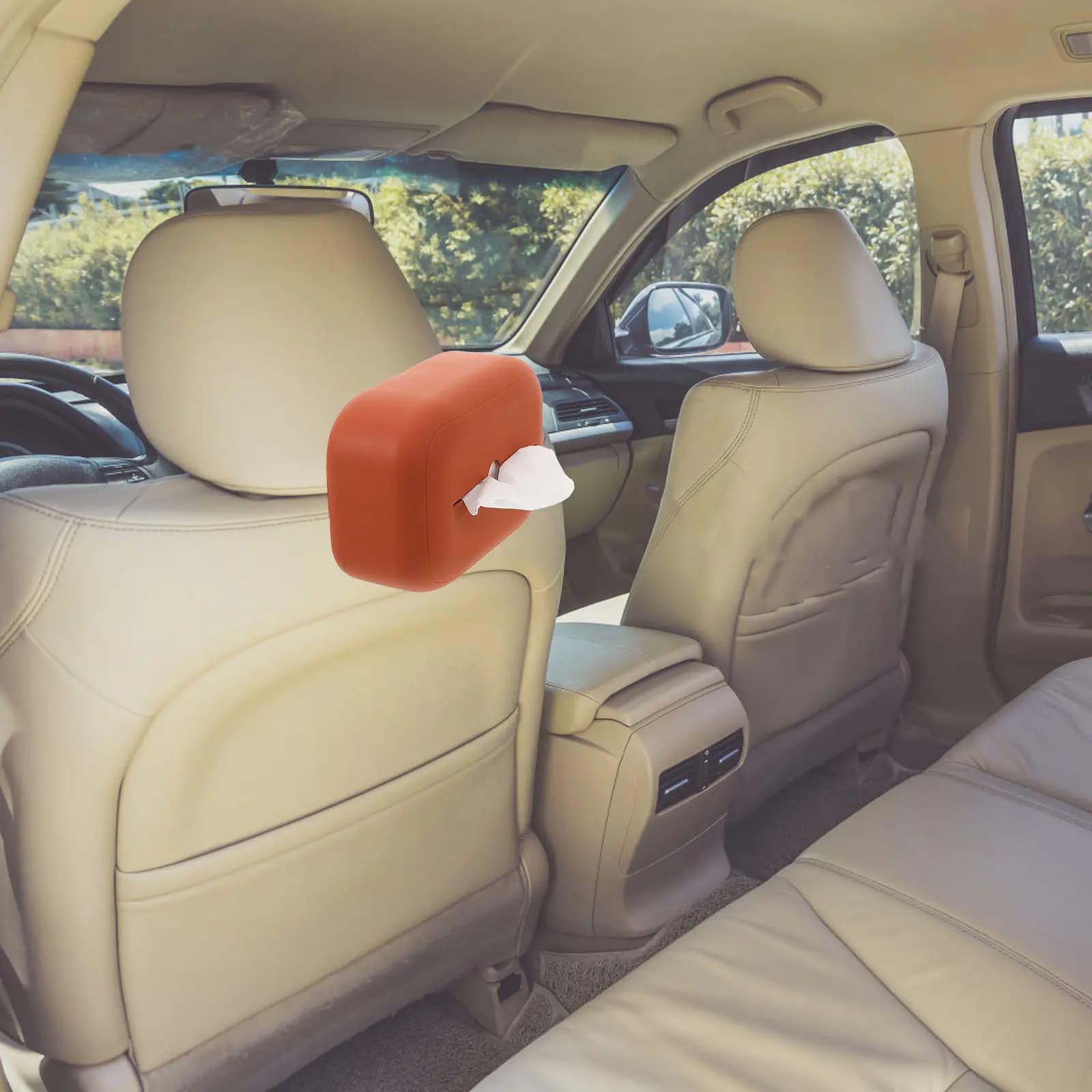 Car Tissue Holder Box Hanging Silicone Durable Napkin Organizer for Console Armrest Seat Back Car Accessories Cute Tissue Holder