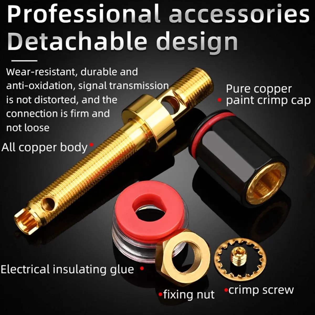 [Disponibile] 4 pezzi Terminale per altoparlante Hifi Binding Post Rame puro placcato oro Connettore amplificatore per spina jack a banana femmina