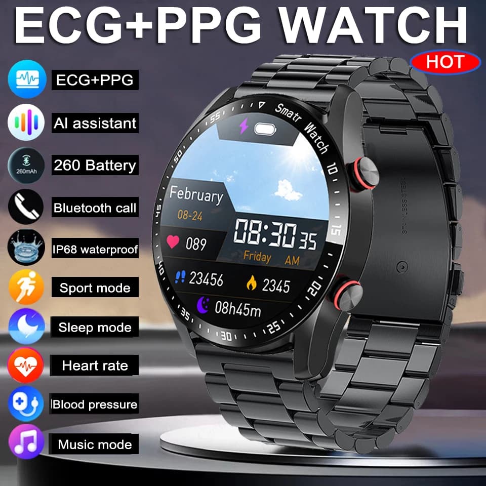 Smartwatch 2026 with Vocal Calls, GT Series, AMOLED HD Screen, Cardiofrequencymeter, Sports Watch with ECG+PPG, Health Smartwatch Compatible with Android and iOS