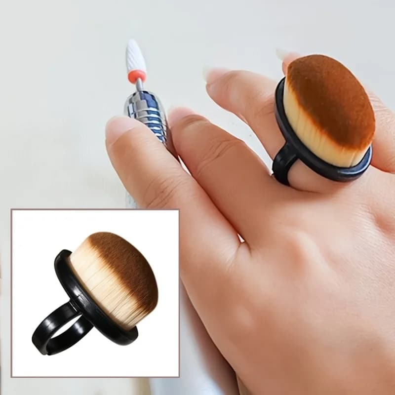 2 Spazzole morbide per la pulizia delle unghie con manico a forma di anello - Presa comoda, adatte per professionisti/manicure e pedicure personale