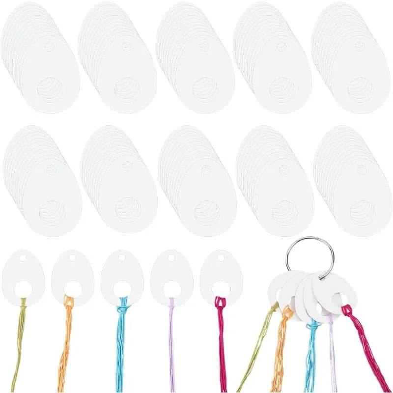 100PCS Organizzatore di filo per ricamo Organizzatore di filo da ricamo in carta a forma di lacrima con 1 ferro