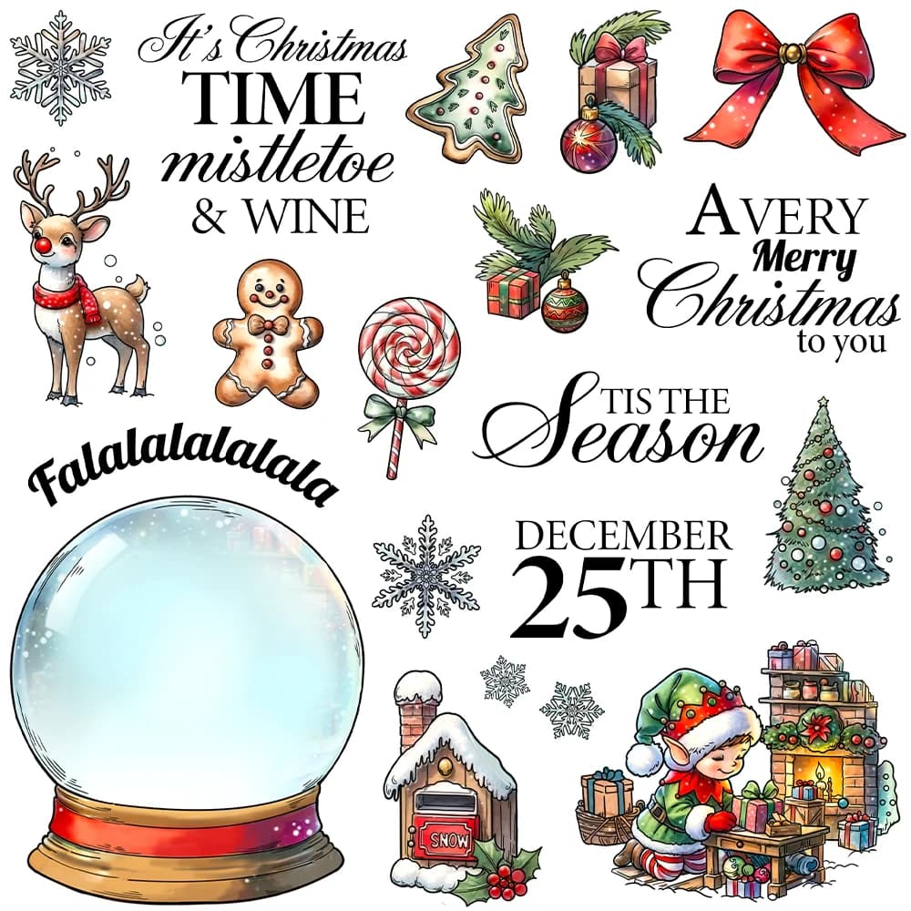 Mangocraft Christmas Series Crystal Ball Cutting Dies Clear Stamp DIY Scrapbooking Metal Dies timbro in Silicone per album di carte