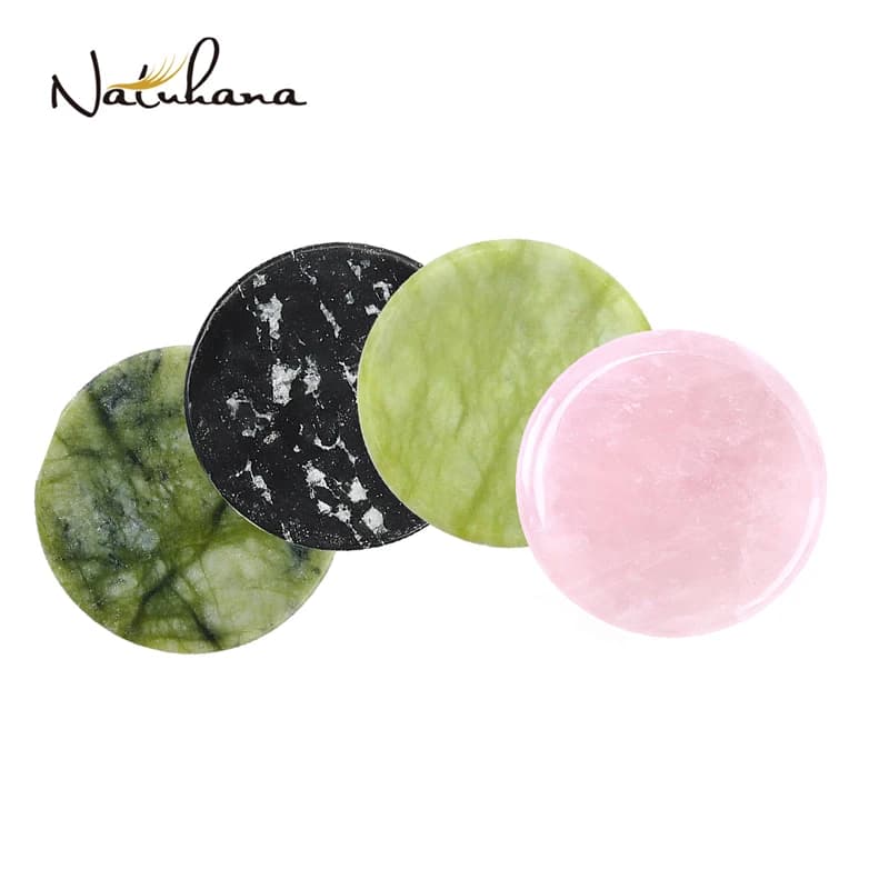 NATUHANA Round Yellow Stone Fin Eyelash Collar Wall decal Pallet Pad Holder 100 pcs Card Waterproof Thickness for Eyelash Extension Tool