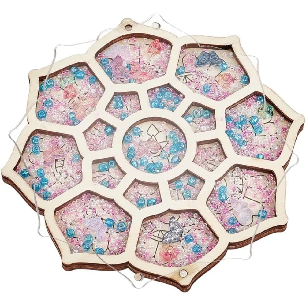 Wood Bead Organizer Tray Flower Bead Box with Lid Storage Container Case for Organizer Jewelry Making Beadwork Craft Accessory