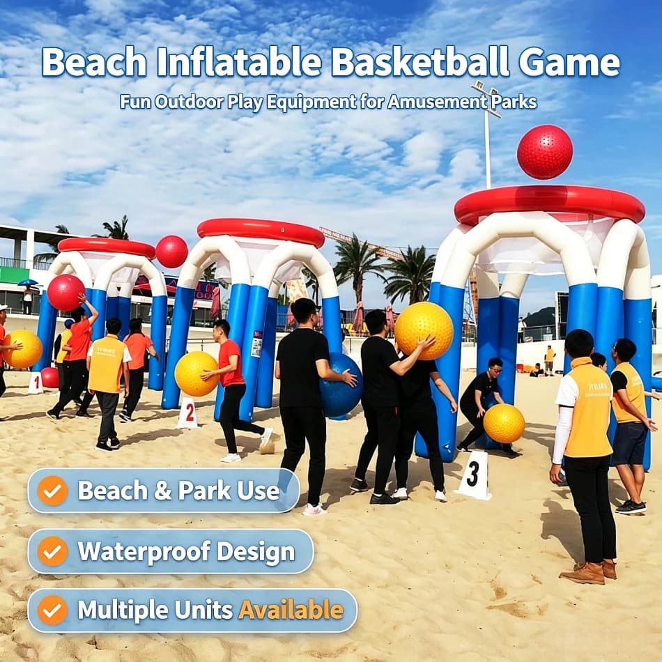 Inflatable Basketball Shooting Game, Large Frame, Commercial Sports Rides for School Events, Fun Interactive Game