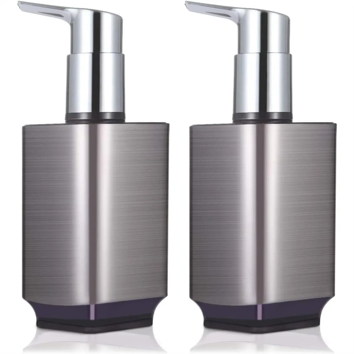 Set di 2 Dispenser di Sapone Antiruggine Ricaricabili per Sapone Liquido per Mani e Piatti, Set di Dispenser Antigoccia con Pompa in Plastica Cromata per Cucina