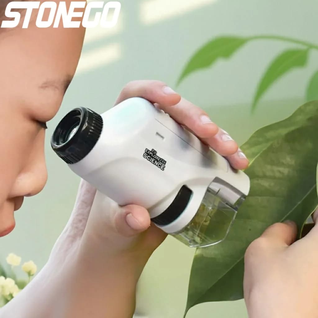 Microscopio Portatile 60X 100X, Lente d'Ingrandimento per Osservazione Scientifica, Strumento con Lente Ottica