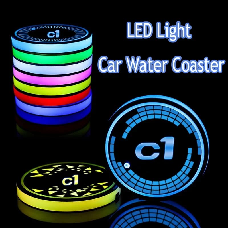 Tappetino portabottiglie per acqua per auto luminoso 7 colori sottobicchiere leggero supporto per Organizer Styling per Citroen C1