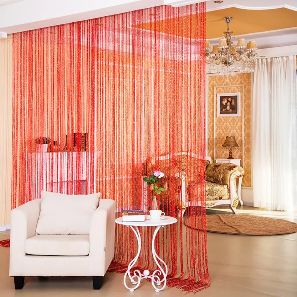 50 cm X 200 cm Wire Curtains Screen Tape String Divider For Living Room Wall Window Panel Nappa Tent