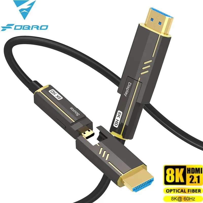 Cavo ottico staccabile Micro HDMI compatibile da 2,1 A a D tipo tubolare 8K@60Hz 4K@120Hz 48Gbps HDR per proiettore PS5 HDTV XBox