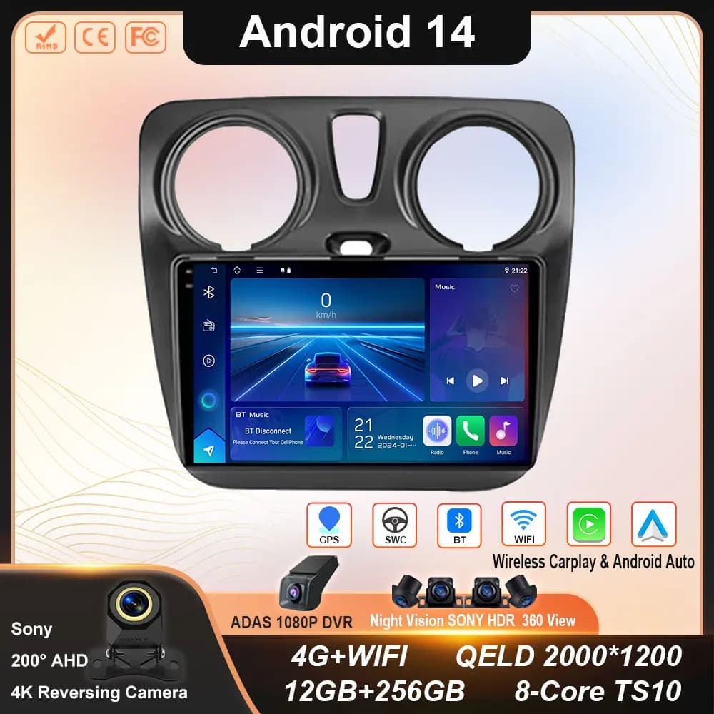 Autoradio Per Renault Lodgy Dacia Dokker 2012 - 2020 Autoradio 4G WIFI GPS Auto Video Multimediale Automotive Carplay Android Auto