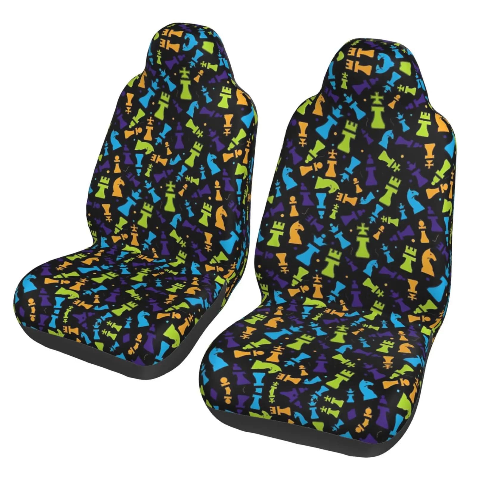 Set di protezione per coprisedili per auto con motivo a scacchi Set antiscivolo per coprisedili in 2 pezzi - Accessorio per interni auto