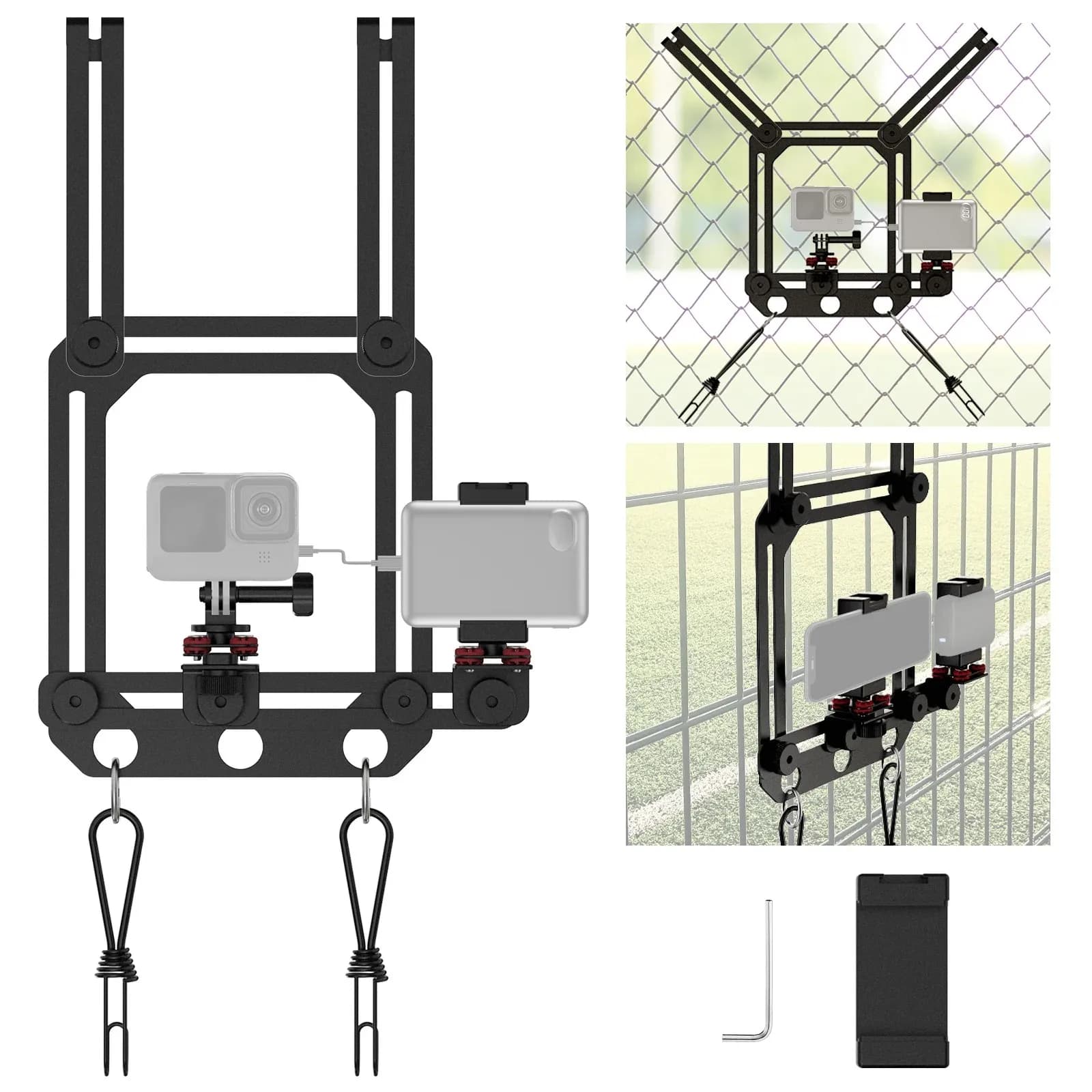 NEEWER PA022 Universal Secure Fence Clamp Quick Release Camera Mount Bracket Fit GoPro DJI Insta360 Cameras